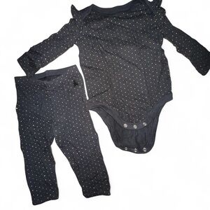 Black and Gold Polka Dot Baby Outfit